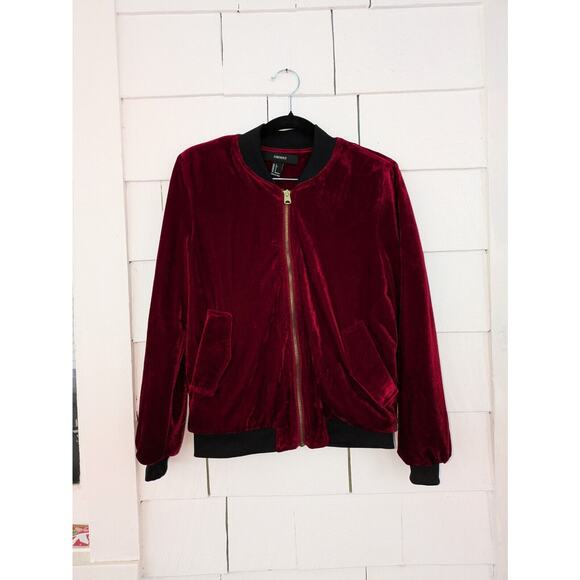 Forever 21 Women's S Red Velvet Bomber Jacket Y2K Streetwear McBling Retro Glam - Picture 6 of 14